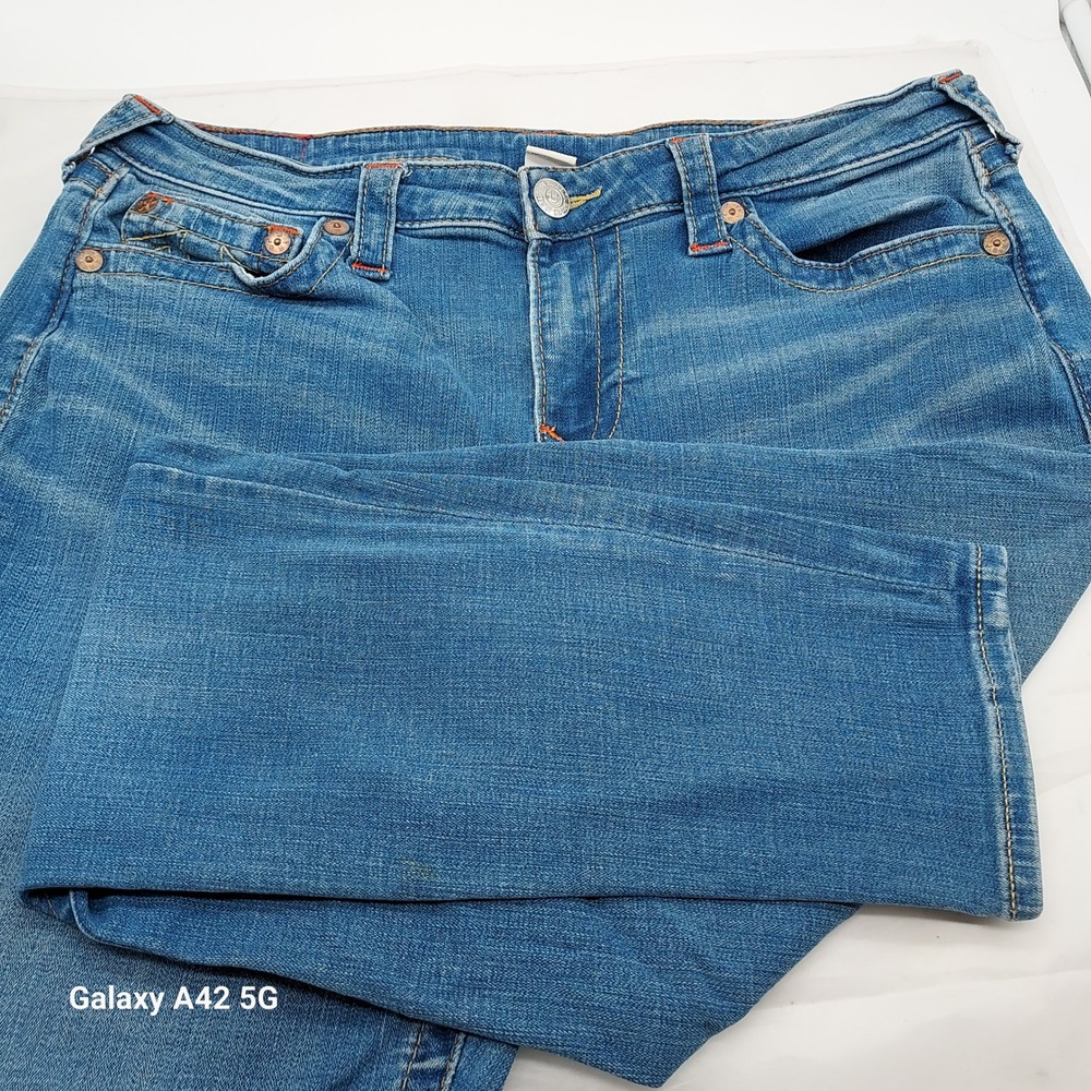True Religion Curvy Skinny Jeans Womens 33 Blue Denim WXHD061OM Stretch